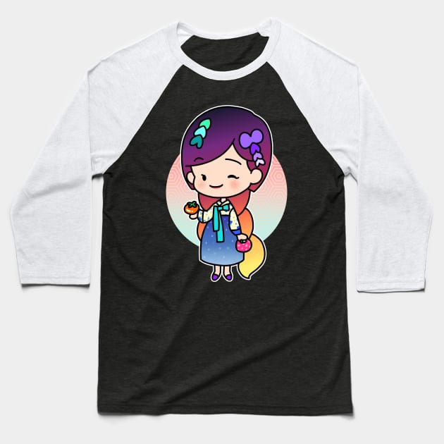 Korean girl in Hanbok Baseball T-Shirt by spacemandu